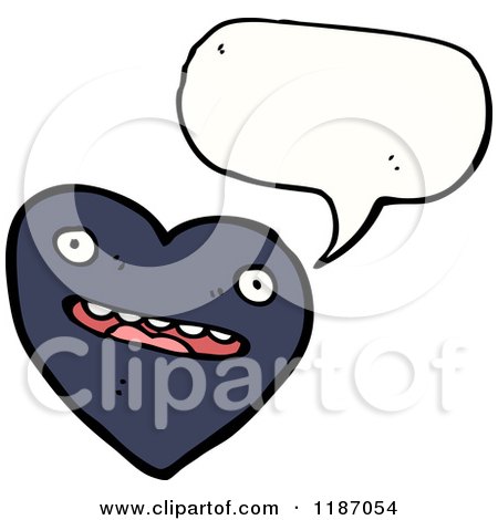 Cartoon of a Blue Heart Speaking - Royalty Free Vector Illustration by lineartestpilot