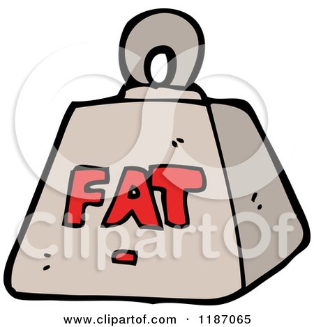 Cartoon of a Weight with the Word Fat - Royalty Free Vector Illustration by lineartestpilot