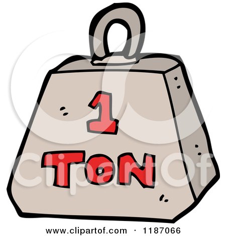 Cartoon of a Weight with the Word 1 Ton - Royalty Free Vector Illustration by lineartestpilot