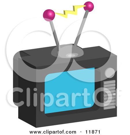 Outdated Box Television With Antannae Clipart Illustration by AtStockIllustration