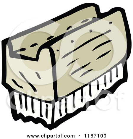 Cartoon of a Scrub Brush - Royalty Free Vector Illustration by lineartestpilot
