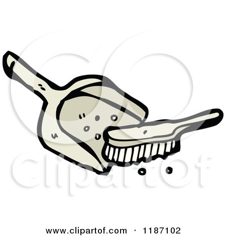 Cartoon of a Dustpan and Brush - Royalty Free Vector Illustration by lineartestpilot