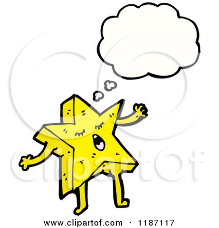 Cartoon of a Gold Star Thinking - Royalty Free Vector Illustration by lineartestpilot