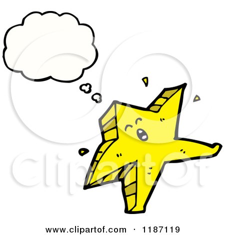 Cartoon of a Gold Star Thinking - Royalty Free Vector Illustration by lineartestpilot