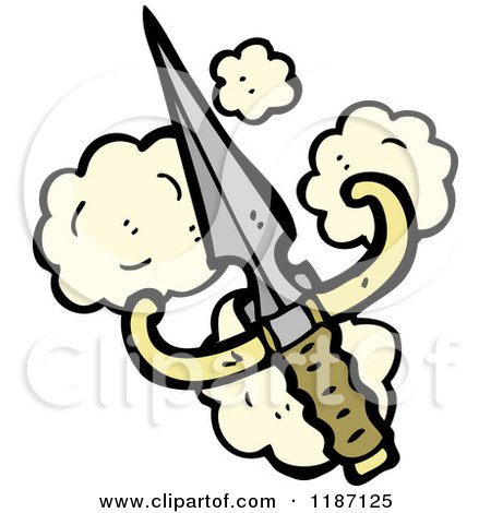 Cartoon of a Dagger with Dust Puffs - Royalty Free Vector Illustration by lineartestpilot