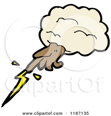 Cartoon of a Hand in a Cloud Throwing a Lightning Bolt - Royalty Free Vector Illustration by lineartestpilot