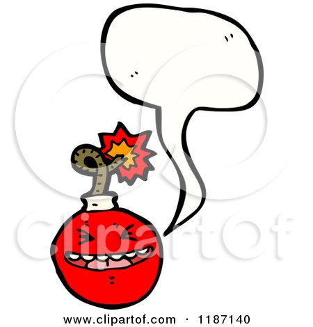 Cartoon of a Bomb Speaking - Royalty Free Vector Illustration by lineartestpilot