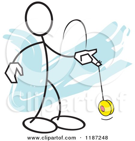 Cartoon of a Stickler Man Playing with a Yo Yo - Royalty Free Vector Clipart by Johnny Sajem