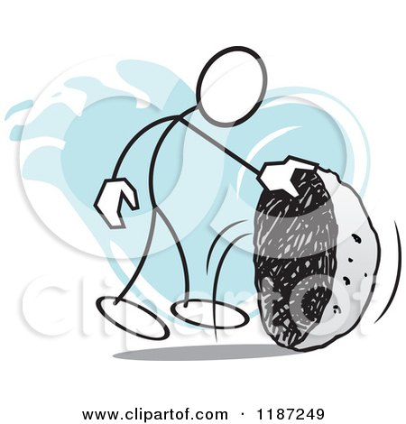 Cartoon of a Stickler Man Looking Under a Rock, No Stone Unturned - Royalty Free Vector Clipart by Johnny Sajem