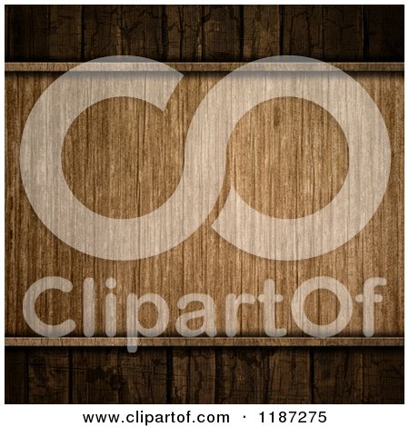 Clipart of a 3d Grungy Wood Plaque over Darker Wood - Royalty Free CGI Illustration by KJ Pargeter