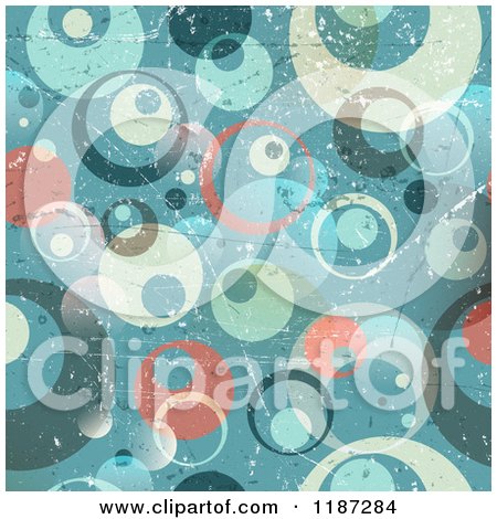 Clipart of a Grungy Retro Circle Background - Royalty Free Vector Illustration by KJ Pargeter