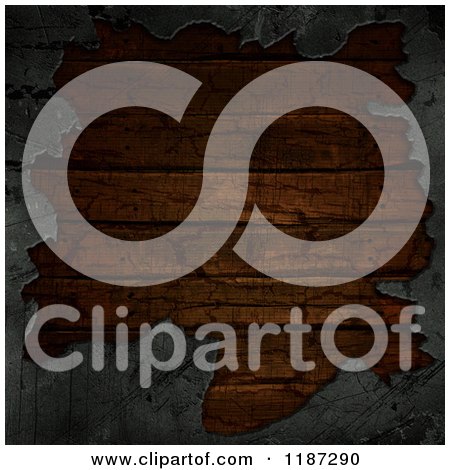 Clipart of a 3d Border of Concrete Around Grungy Wood - Royalty Free CGI Illustration by KJ Pargeter
