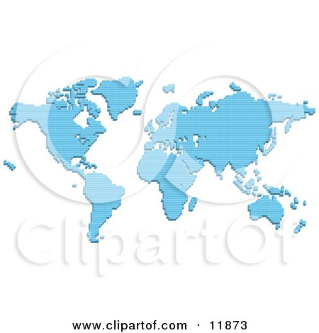 Blue Pixelated Map Clipart Illustration by AtStockIllustration