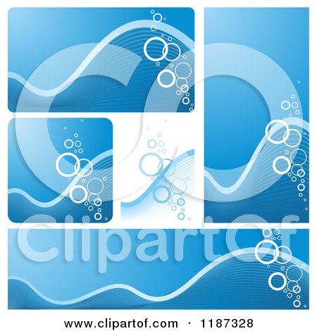 Clipart of Blue Bubble and Wave Design Elements - Royalty Free Vector Illustration by dero