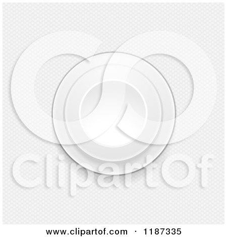 Clipart of a 3d White Button over White Carbon Fiver - Royalty Free Illustration by elaineitalia