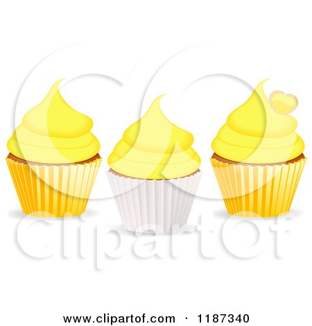 Clipart of Cupcakes with Yellow Frosting - Royalty Free Vector Illustration by elaineitalia