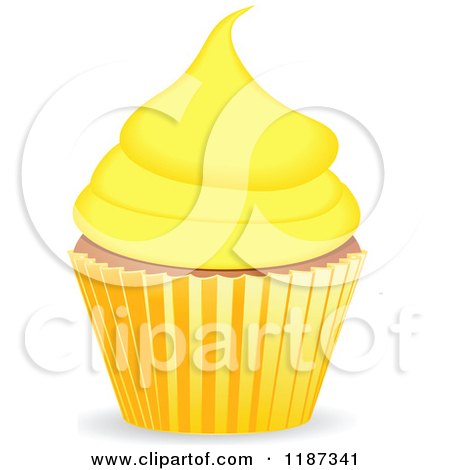 Clipart of a Cupcake with Yellow Frosting and a Wrapper - Royalty Free Vector Illustration by elaineitalia