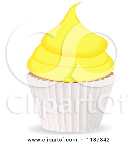 Clipart of a Cupcake with Yellow Frosting and a White Wrapper - Royalty Free Vector Illustration by elaineitalia