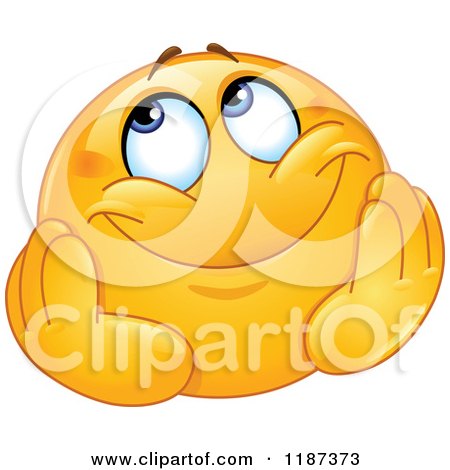 Cartoon of a Yellow Emoticon Smiley with a Dreamy Expression - Royalty Free  Vector Clipart by yayayoyo #1187373
