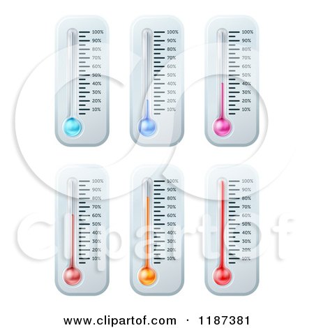 Clipart of Colorful Thermometer with Goal Percent Marks - Royalty Free Vector Illustration by AtStockIllustration