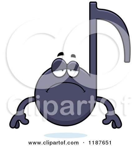 Cartoon of a Depressed Music Note Mascot - Royalty Free Vector Clipart by Cory Thoman
