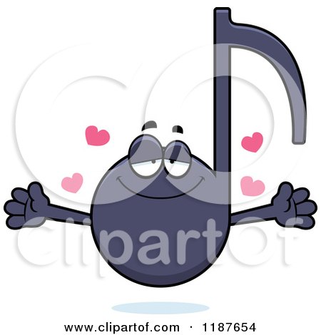 Cartoon of a Loving Music Note Mascot - Royalty Free Vector Clipart by Cory Thoman