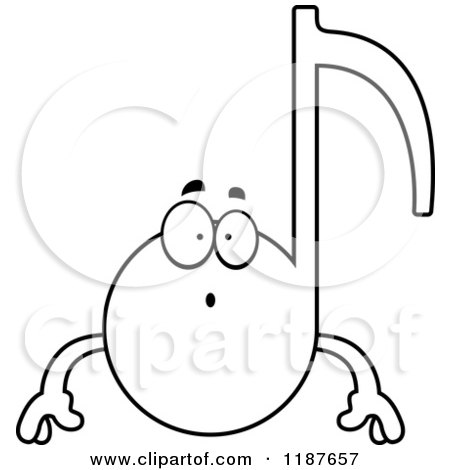 Cartoon of a Black and White Surprised Music Note Mascot - Royalty Free Vector Clipart by Cory Thoman