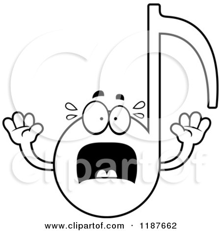 Cartoon of a Black and White Screaming Music Note Mascot - Royalty Free Vector Clipart by Cory Thoman