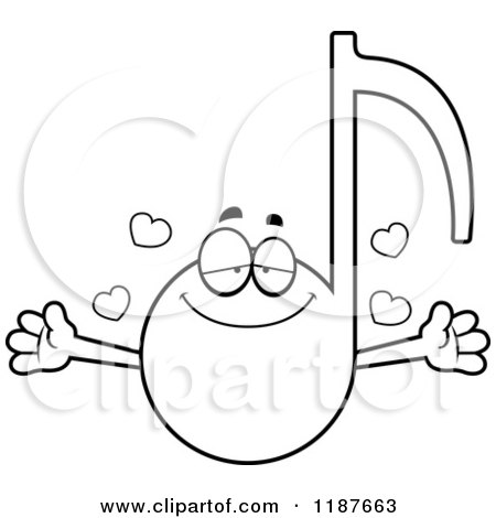 Cartoon of a Black and White Loving Music Note Mascot - Royalty Free Vector Clipart by Cory Thoman