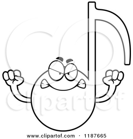 Cartoon of a Black and White Mad Music Note Mascot - Royalty Free Vector Clipart by Cory Thoman