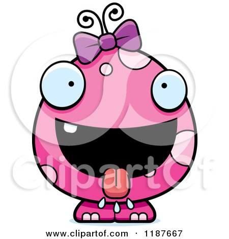 Cartoon of a Hungry Pink Female Monster - Royalty Free Vector Clipart by Cory Thoman