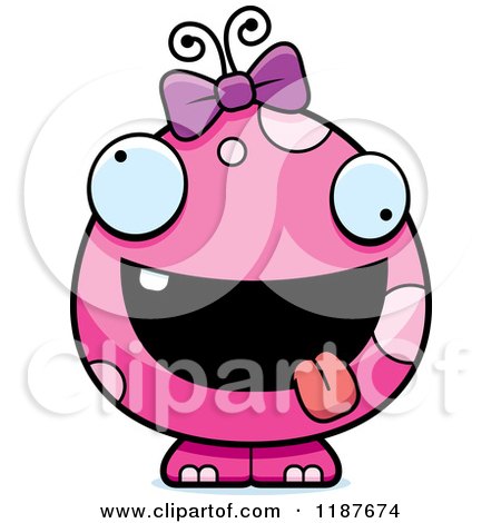 Cartoon of a Crazy Pink Female Monster - Royalty Free Vector Clipart by Cory Thoman