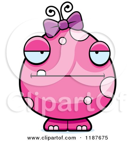 Cartoon of a Bored Pink Female Monster - Royalty Free Vector Clipart by Cory Thoman
