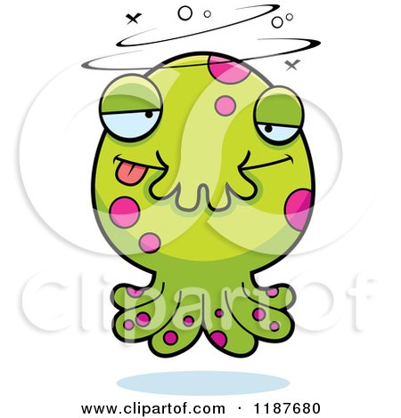Cartoon of a Drunk Tentacled Monster - Royalty Free Vector Clipart by Cory Thoman