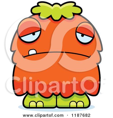 Cartoon of a Depressed Furry Monster - Royalty Free Vector Clipart by Cory Thoman