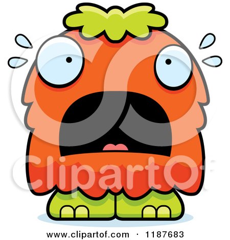 Cartoon of a Scared Furry Monster - Royalty Free Vector Clipart by Cory Thoman
