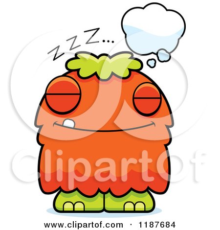 Cartoon of a Dreaming Furry Monster - Royalty Free Vector Clipart by Cory Thoman