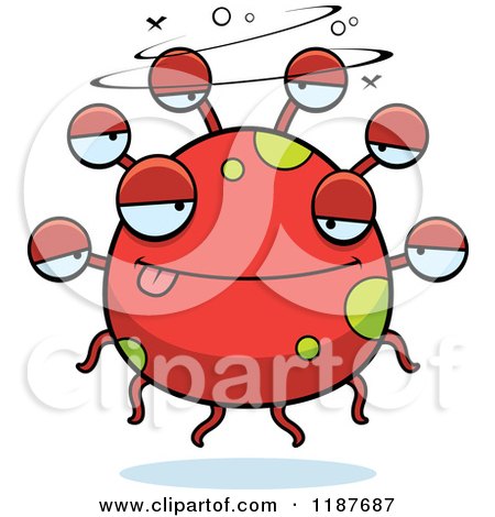 Cartoon of a Drunk Eyeball Monster - Royalty Free Vector Clipart by Cory Thoman