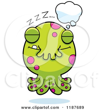 Cartoon of a Dreaming Tentacled Monster - Royalty Free Vector Clipart by Cory Thoman