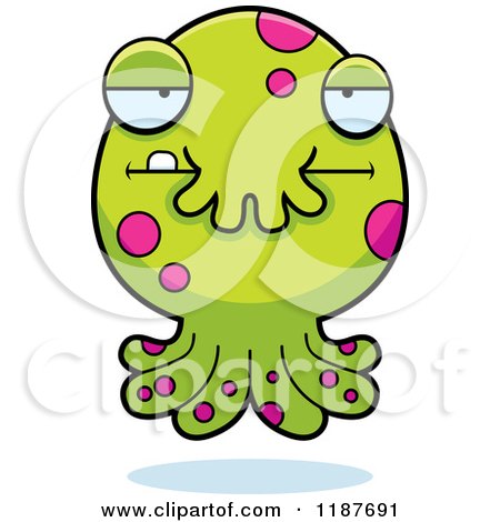Cartoon of a Bored Tentacled Monster - Royalty Free Vector Clipart by Cory Thoman