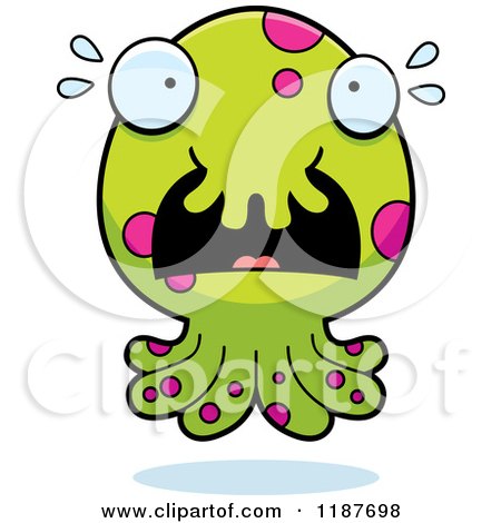 Cartoon of a Scared Tentacled Monster - Royalty Free Vector Clipart by Cory Thoman