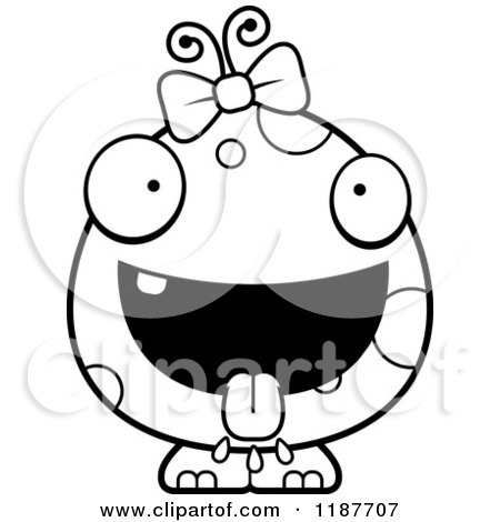 Cartoon of a Black and White Hungry Female Monster - Royalty Free Vector Clipart by Cory Thoman