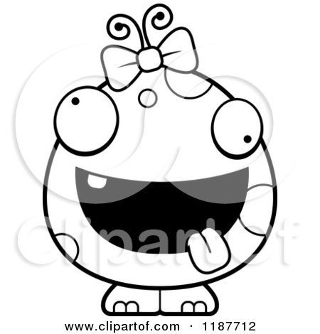 Cartoon of a Black and White Crazy Female Monster - Royalty Free Vector Clipart by Cory Thoman