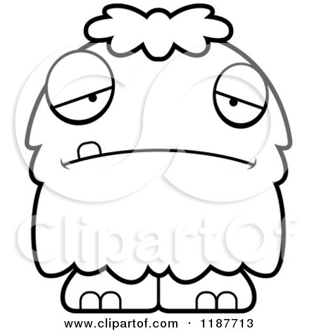 Cartoon of a Black and White Depressed Furry Monster - Royalty Free Vector Clipart by Cory Thoman