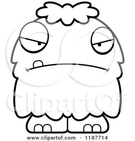 Cartoon of a Black and White Mad Furry Monster - Royalty Free Vector Clipart by Cory Thoman