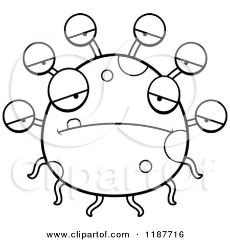 Cartoon of a Black and White Depressed Eyeball Monster - Royalty Free Vector Clipart by Cory Thoman
