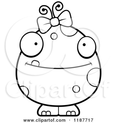 Cartoon of a Black and White Happy Female Monster - Royalty Free Vector Clipart by Cory Thoman