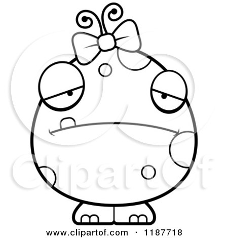 Cartoon of a Black and White Depressed Female Monster - Royalty Free Vector Clipart by Cory Thoman