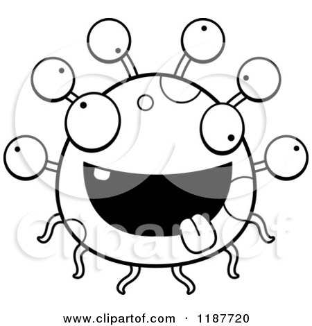 Cartoon of a Black and White Crazy Eyeball Monster - Royalty Free Vector Clipart by Cory Thoman