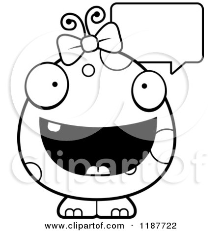 Cartoon of a Black and White Talking Female Monster - Royalty Free Vector Clipart by Cory Thoman